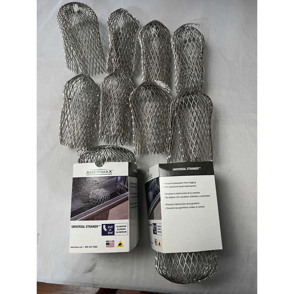 Amerimax 21348 Universal Aluminum Downspout Gutter Strainer 8 Count Silver